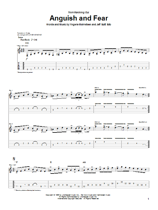 Download Yngwie Malmsteen Anguish And Fear Sheet Music