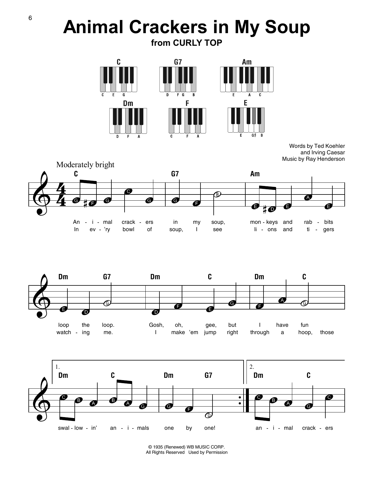 Download Irving Caesar Animal Crackers In My Soup Sheet Music