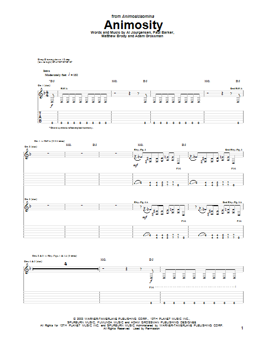 Download Ministry Animosity Sheet Music
