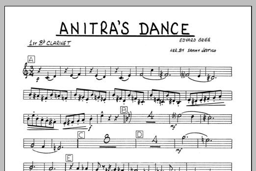 Download Sammy Nestico Anitra's Dance - 1st Bb Clarinet Sheet Music