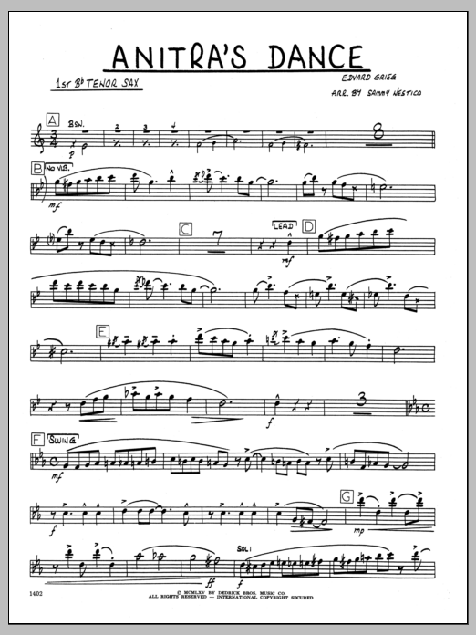 Download Sammy Nestico Anitra's Dance - 1st Bb Tenor Saxophone Sheet Music