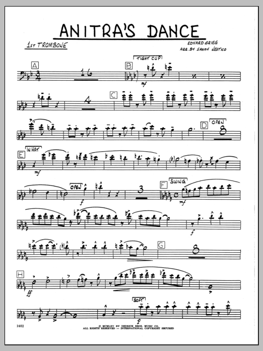 Download Sammy Nestico Anitra's Dance - 1st Trombone Sheet Music