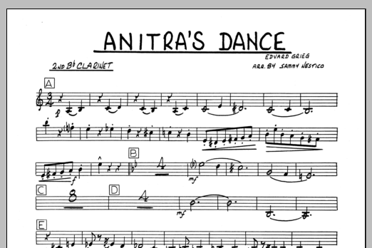 Download Sammy Nestico Anitra's Dance - 2nd Bb Clarinet Sheet Music