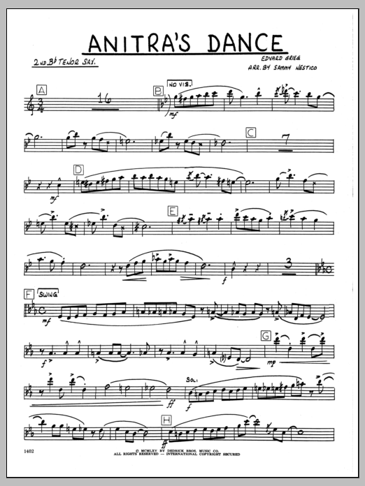 Download Sammy Nestico Anitra's Dance - 2nd Bb Tenor Saxophone Sheet Music