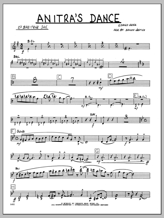 Download Sammy Nestico Anitra's Dance - Eb Baritone Sax Sheet Music