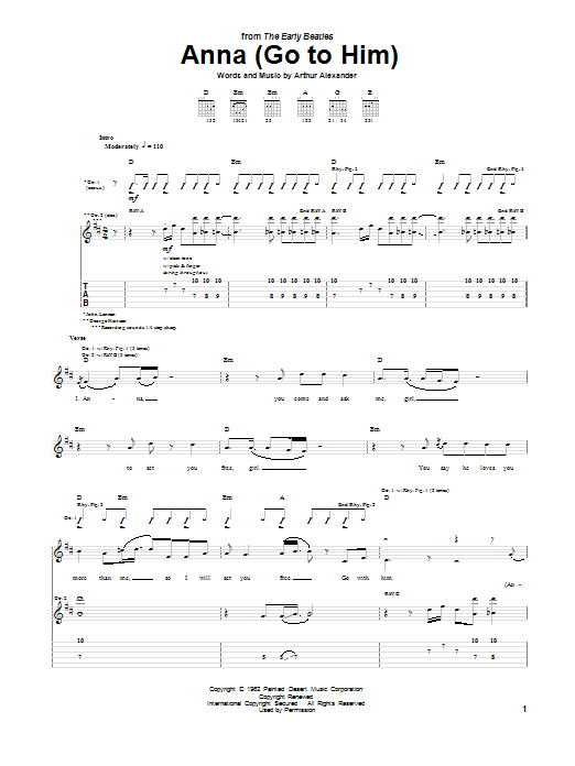 Download The Beatles Anna (Go To Him) Sheet Music