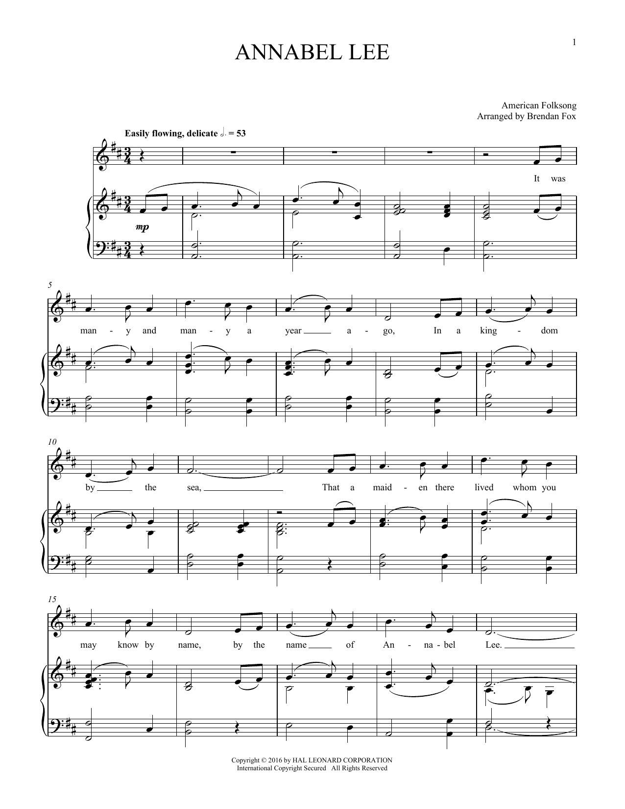 Download Folk Song Annabel Lee Sheet Music