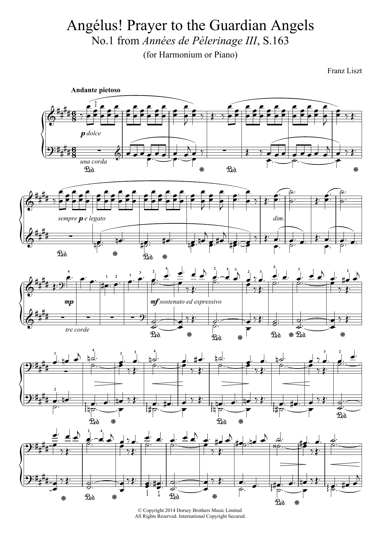 Download Franz Liszt Annees De Pelerinage III, No.1: Angelus Sheet Music