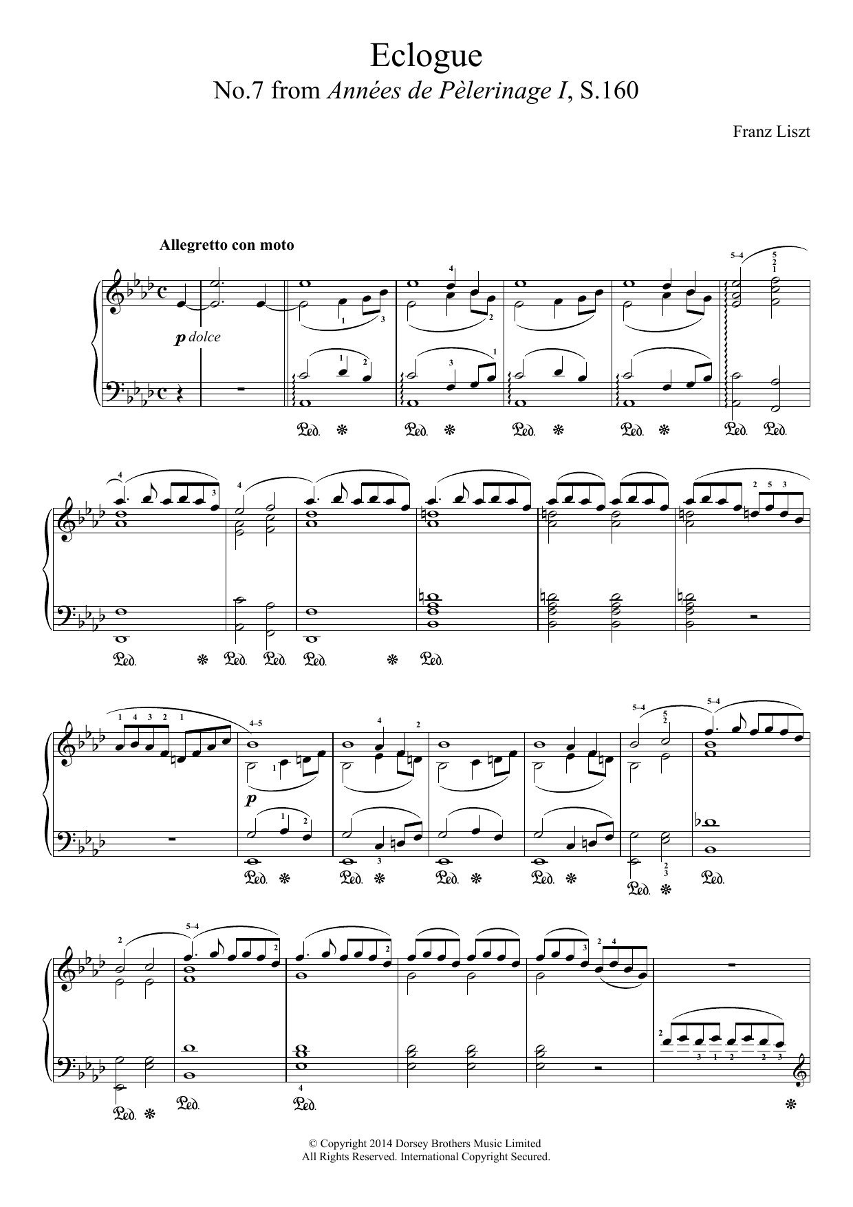 Download Franz Liszt Annees De Pelerinage, No.7: Eclogue Sheet Music