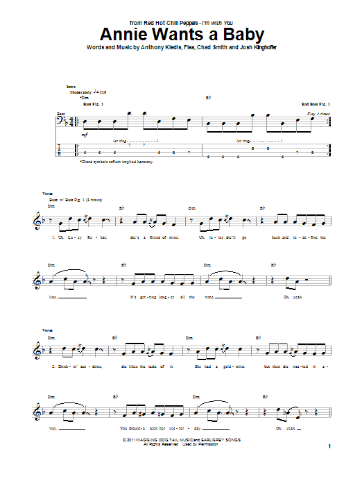 Download Red Hot Chili Peppers Annie Wants A Baby Sheet Music