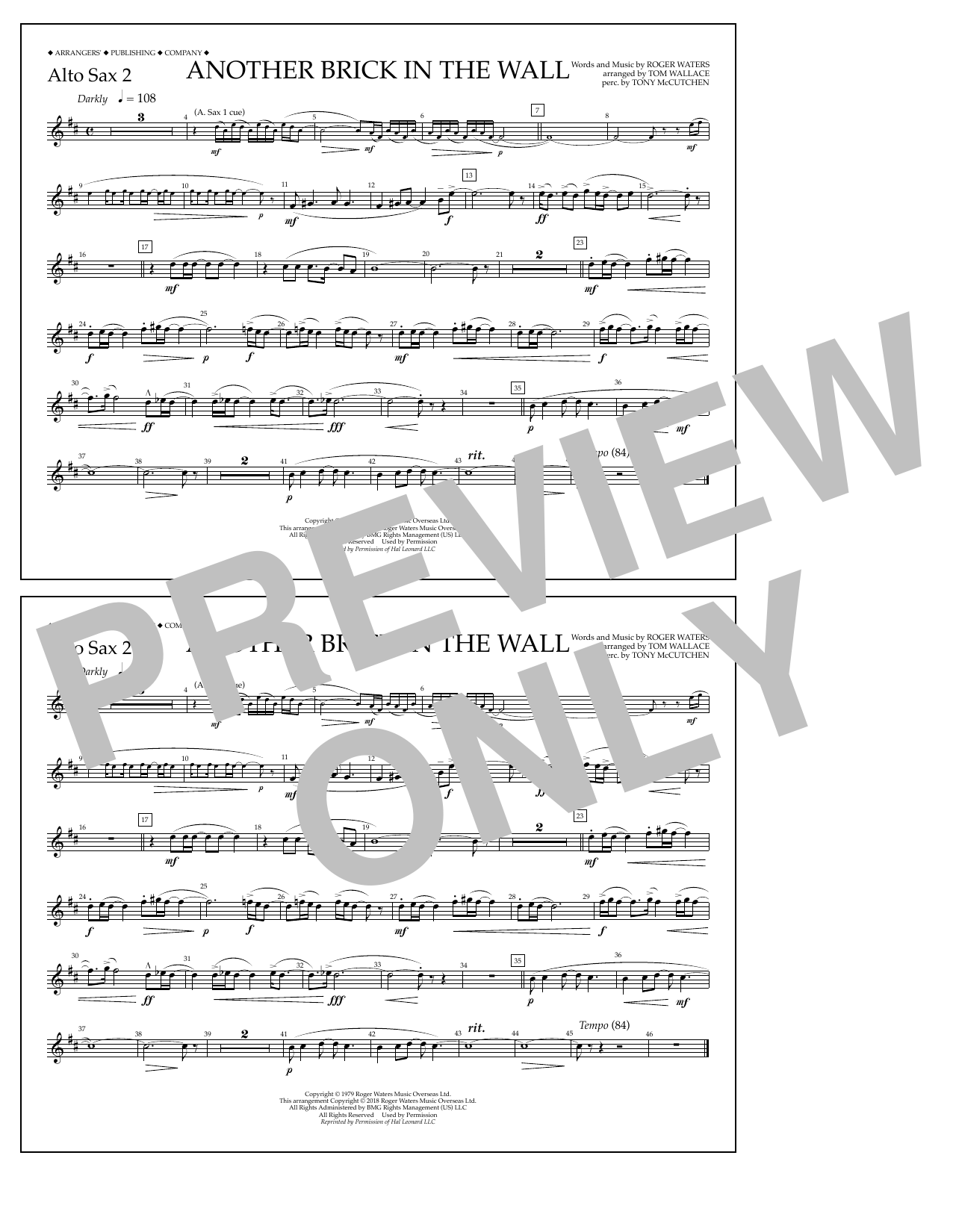 Download Tom Wallace Another Brick in the Wall - Alto Sax 2 Sheet Music