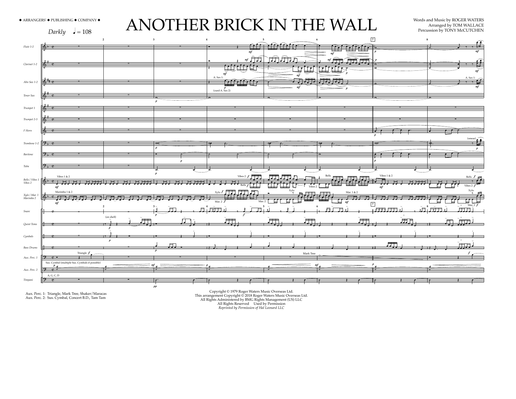 Download Tom Wallace Another Brick in the Wall - Full Score Sheet Music
