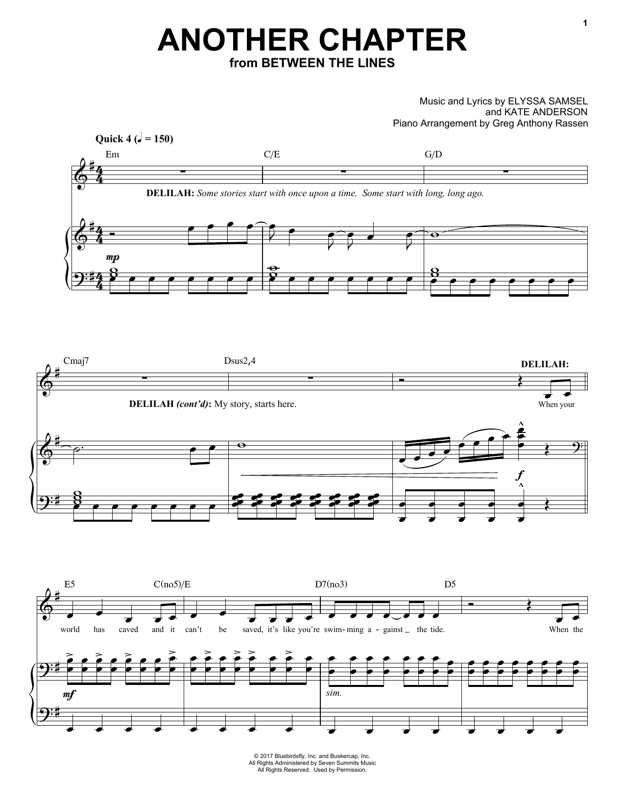 Download Elyssa Samsel & Kate Anderson Another Chapter (from Between The Lines Sheet Music