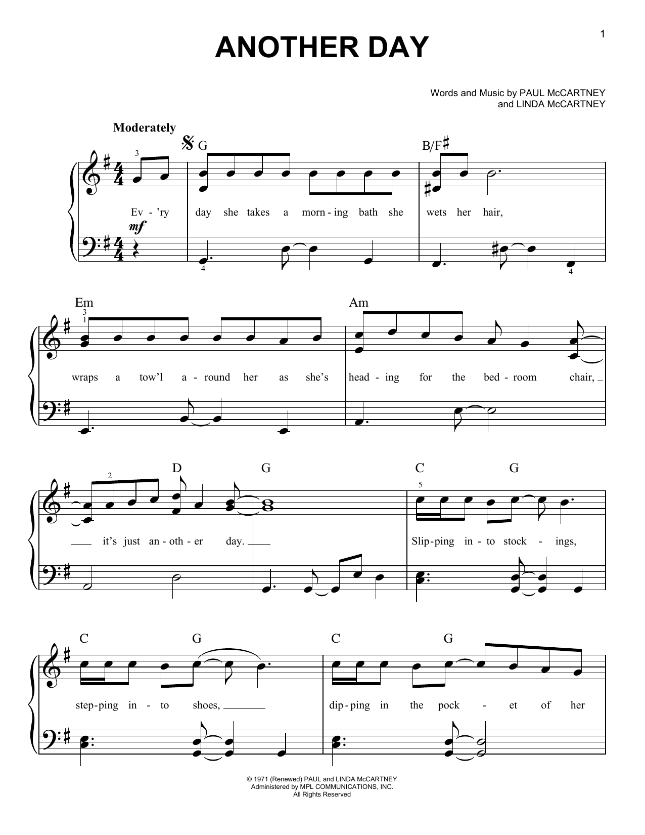 Download Paul McCartney Another Day Sheet Music