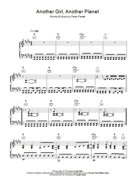 Download The Only Ones Another Girl, Another Planet Sheet Music