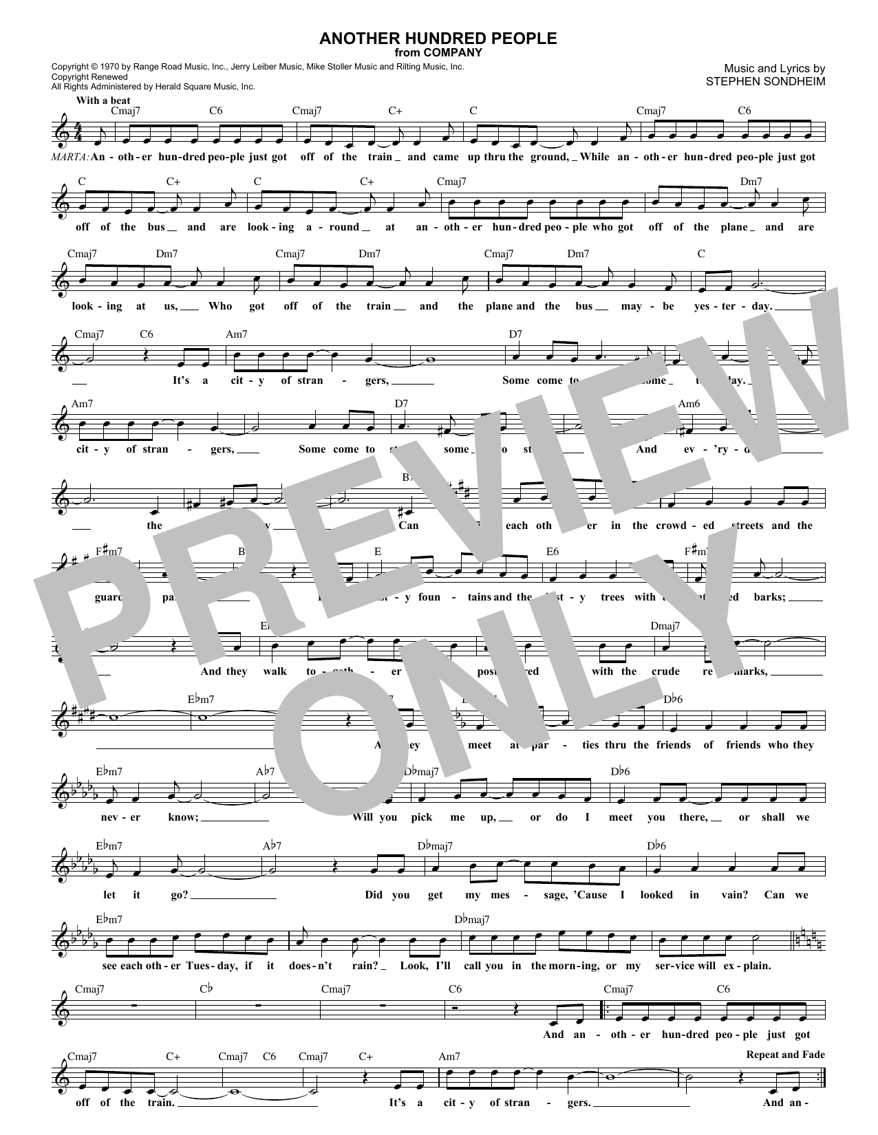 Download Stephen Sondheim Another Hundred People Sheet Music