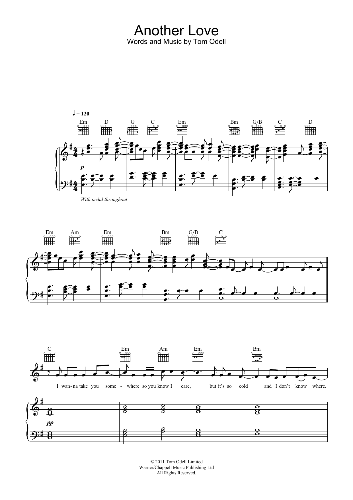 Download Tom Odell Another Love Sheet Music