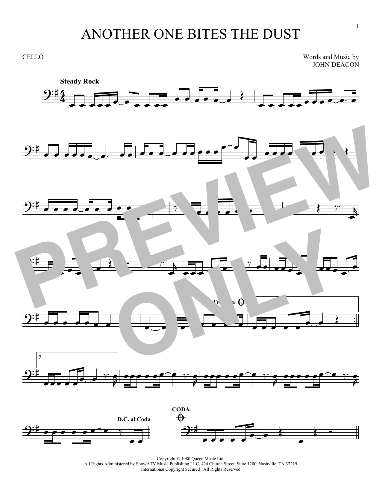 Download Queen Another One Bites The Dust Sheet Music
