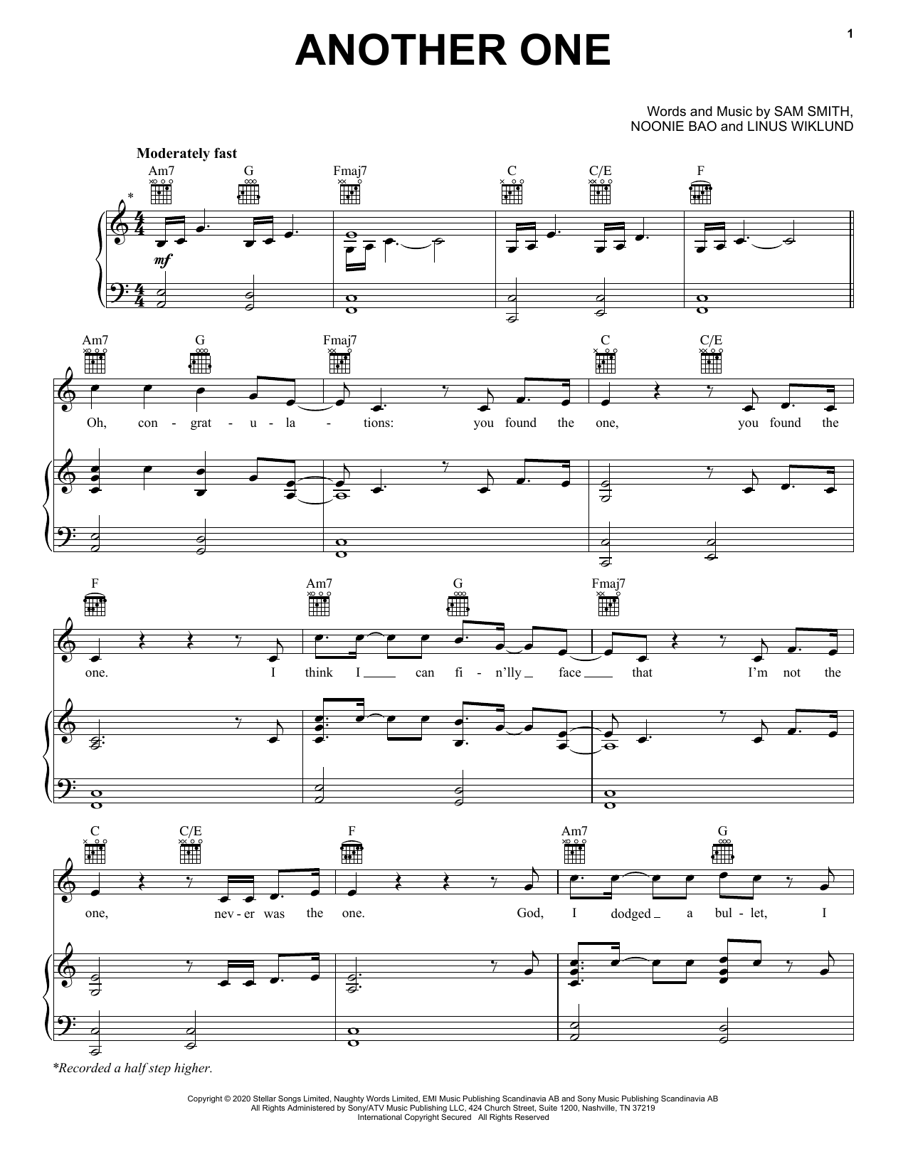 Download Sam Smith Another One Sheet Music
