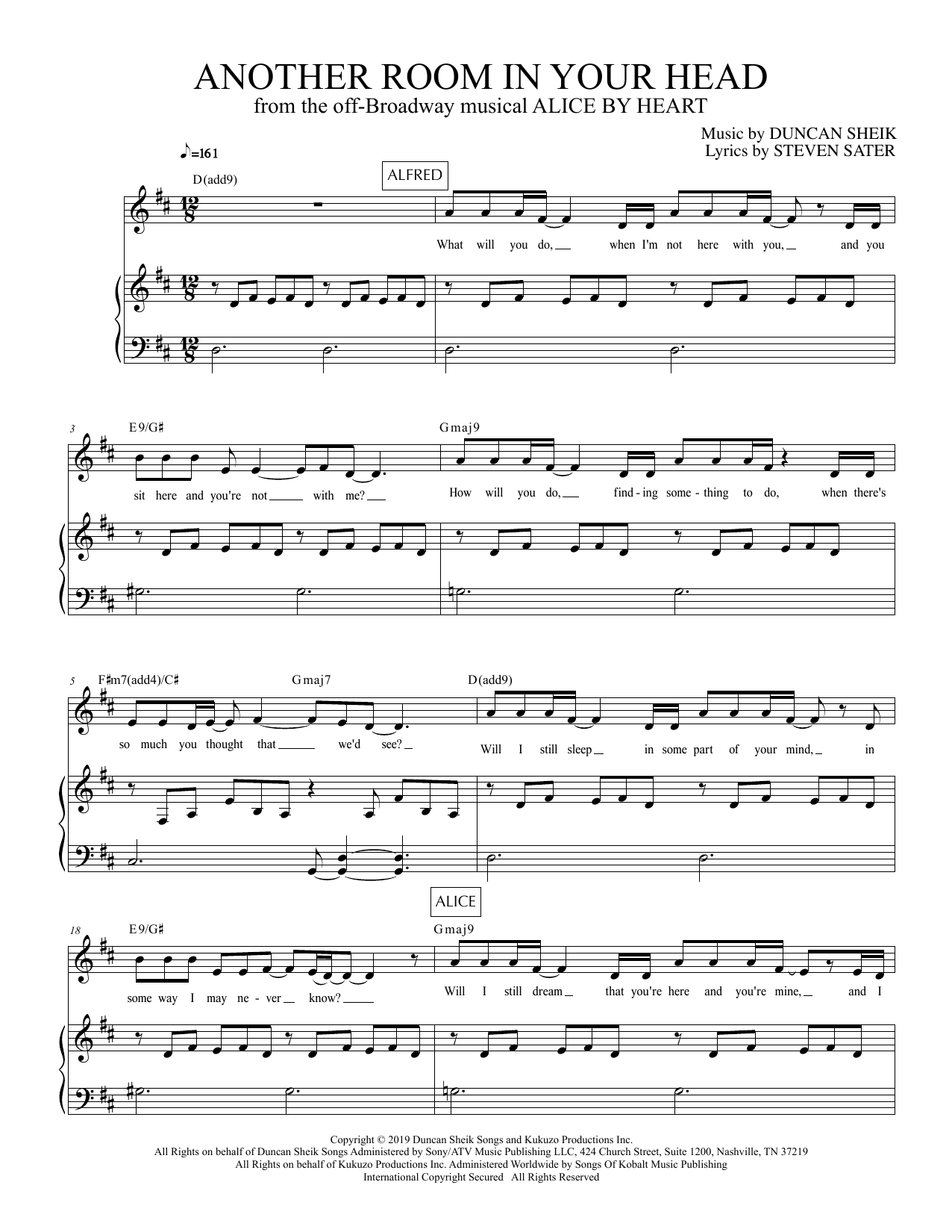 Download Duncan Sheik and Steven Sater Another Room In Your Head (from Alice B Sheet Music