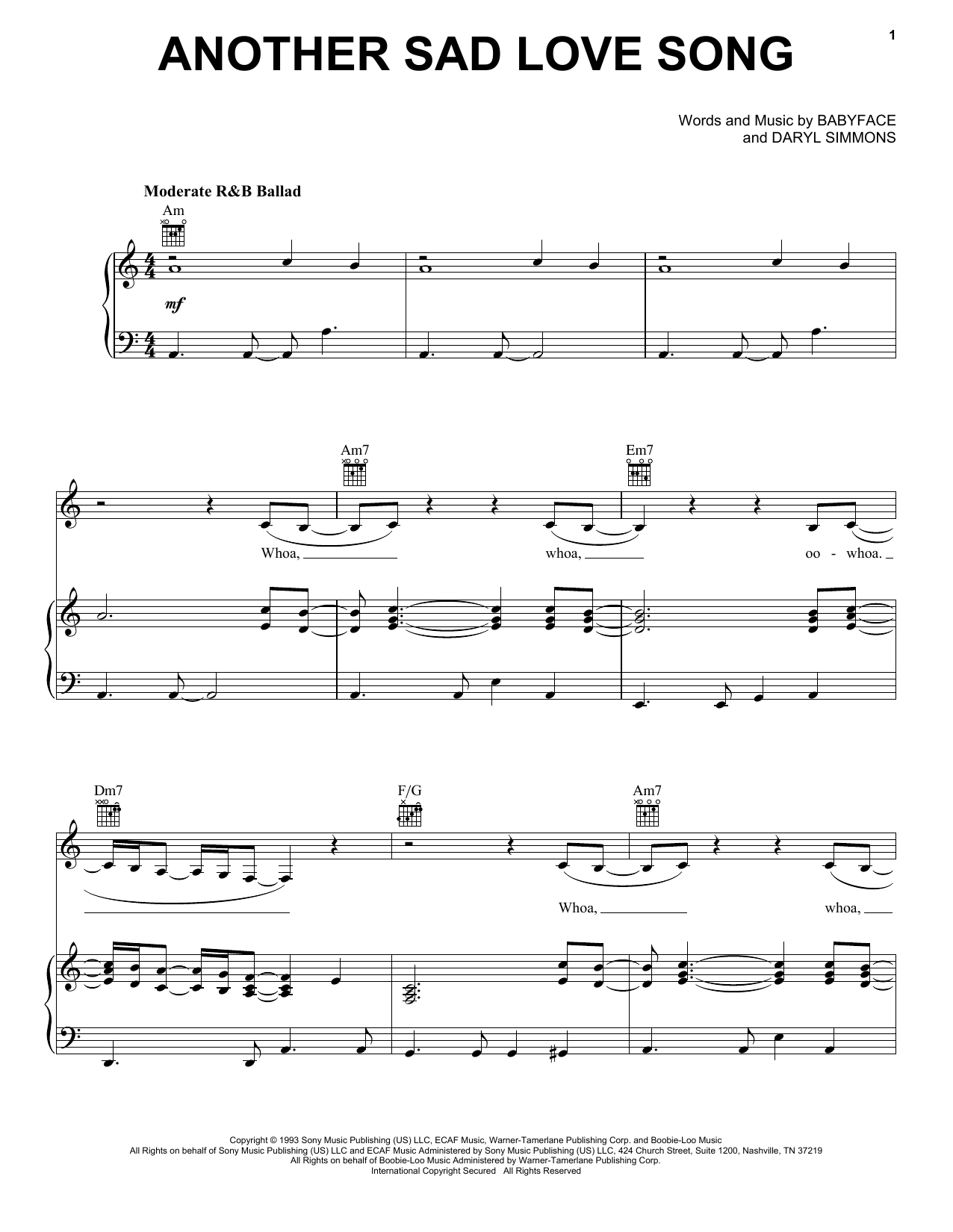 Download Toni Braxton Another Sad Love Song Sheet Music