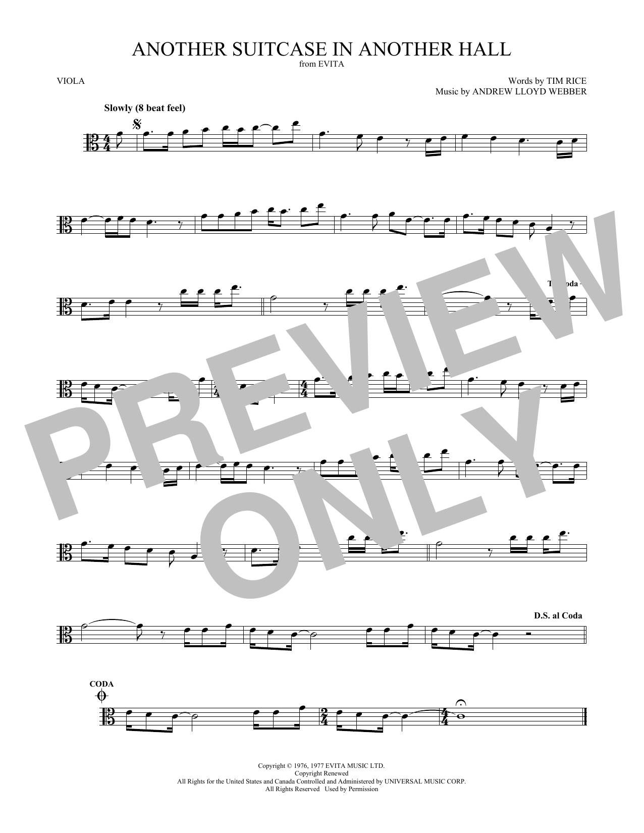 Download Andrew Lloyd Webber Another Suitcase In Another Hall Sheet Music