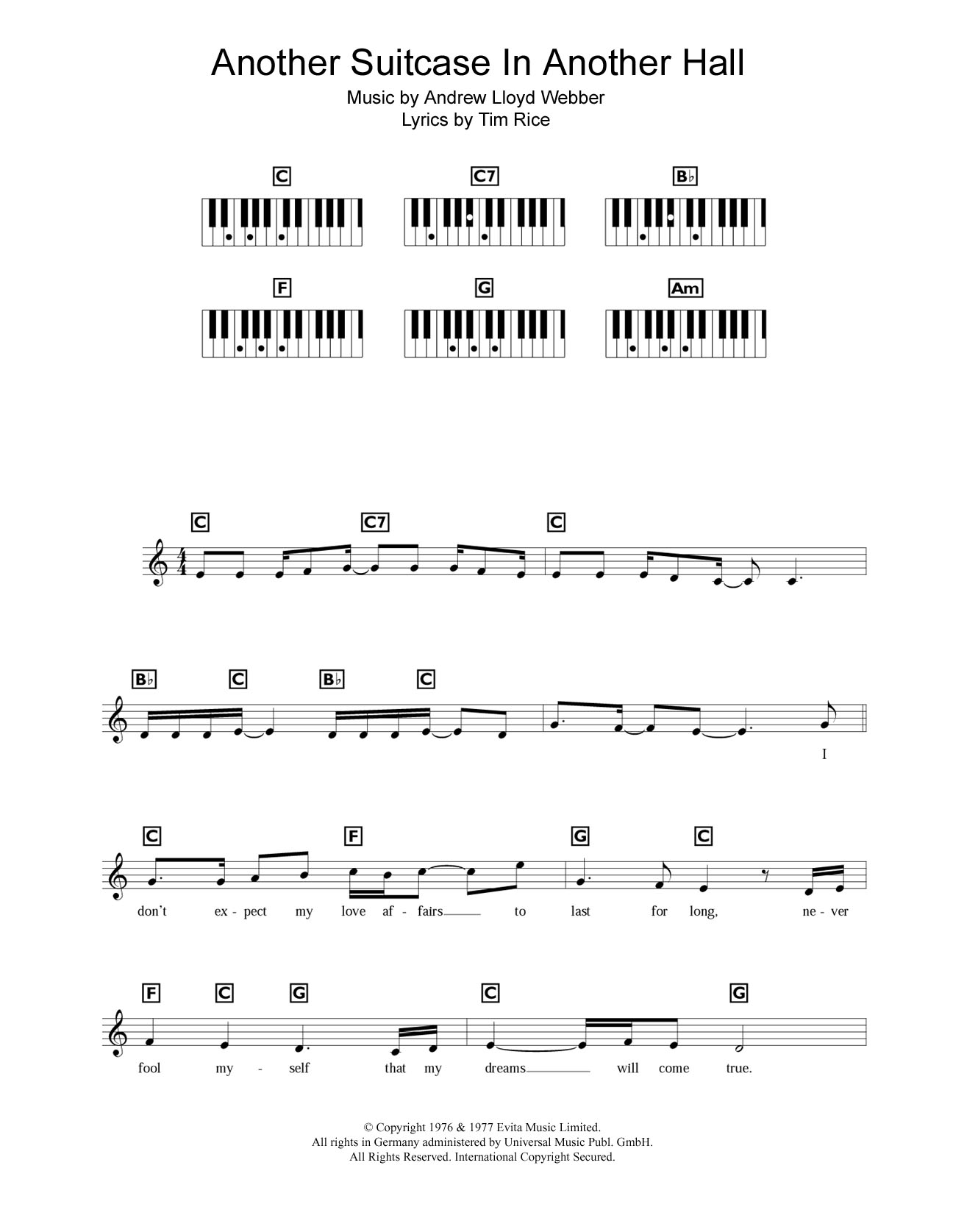 Download Andrew Lloyd Webber Another Suitcase In Another Hall (from Sheet Music