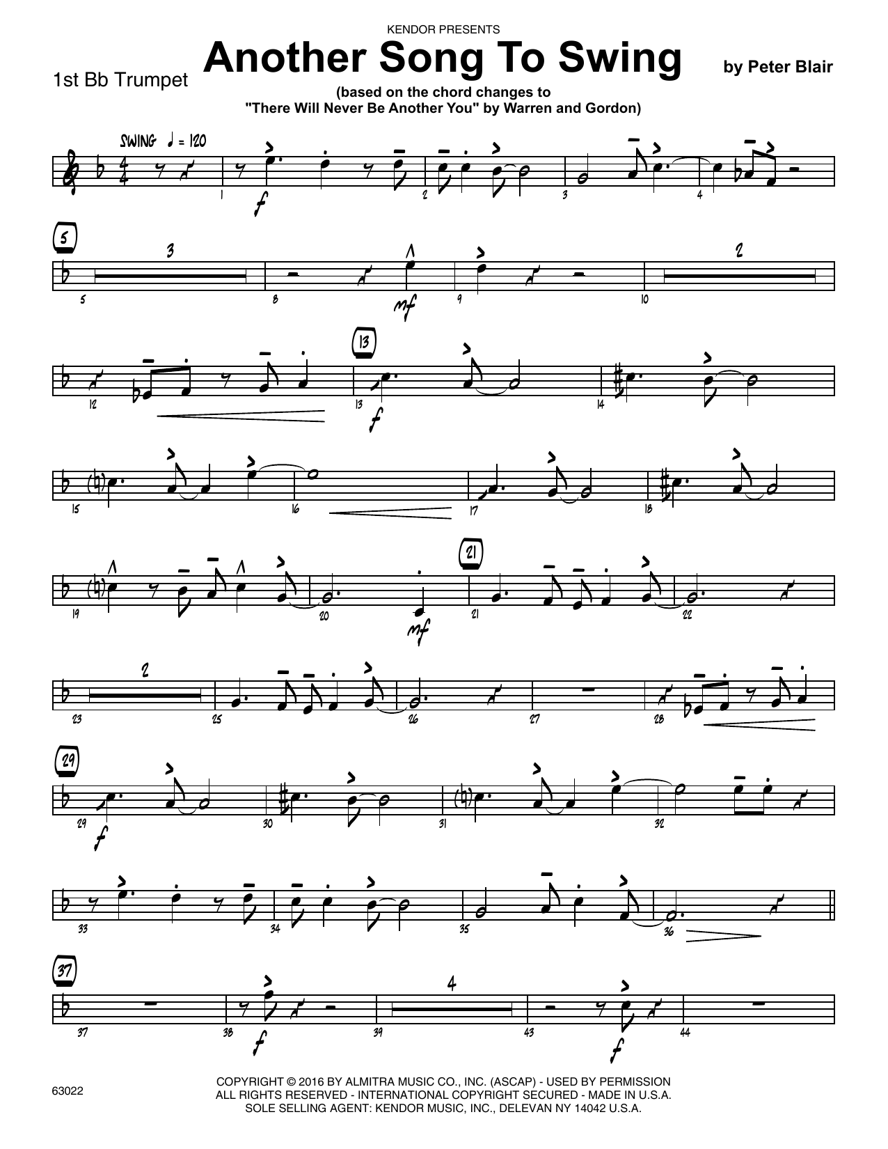 Download Peter Blair Another Song To Swing - 1st Bb Trumpet Sheet Music