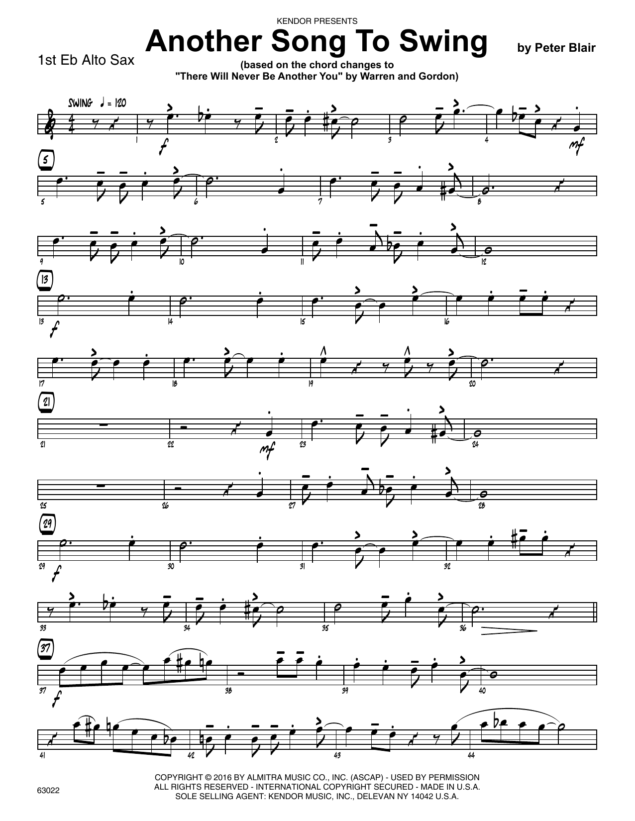 Download Peter Blair Another Song To Swing - 1st Eb Alto Sax Sheet Music