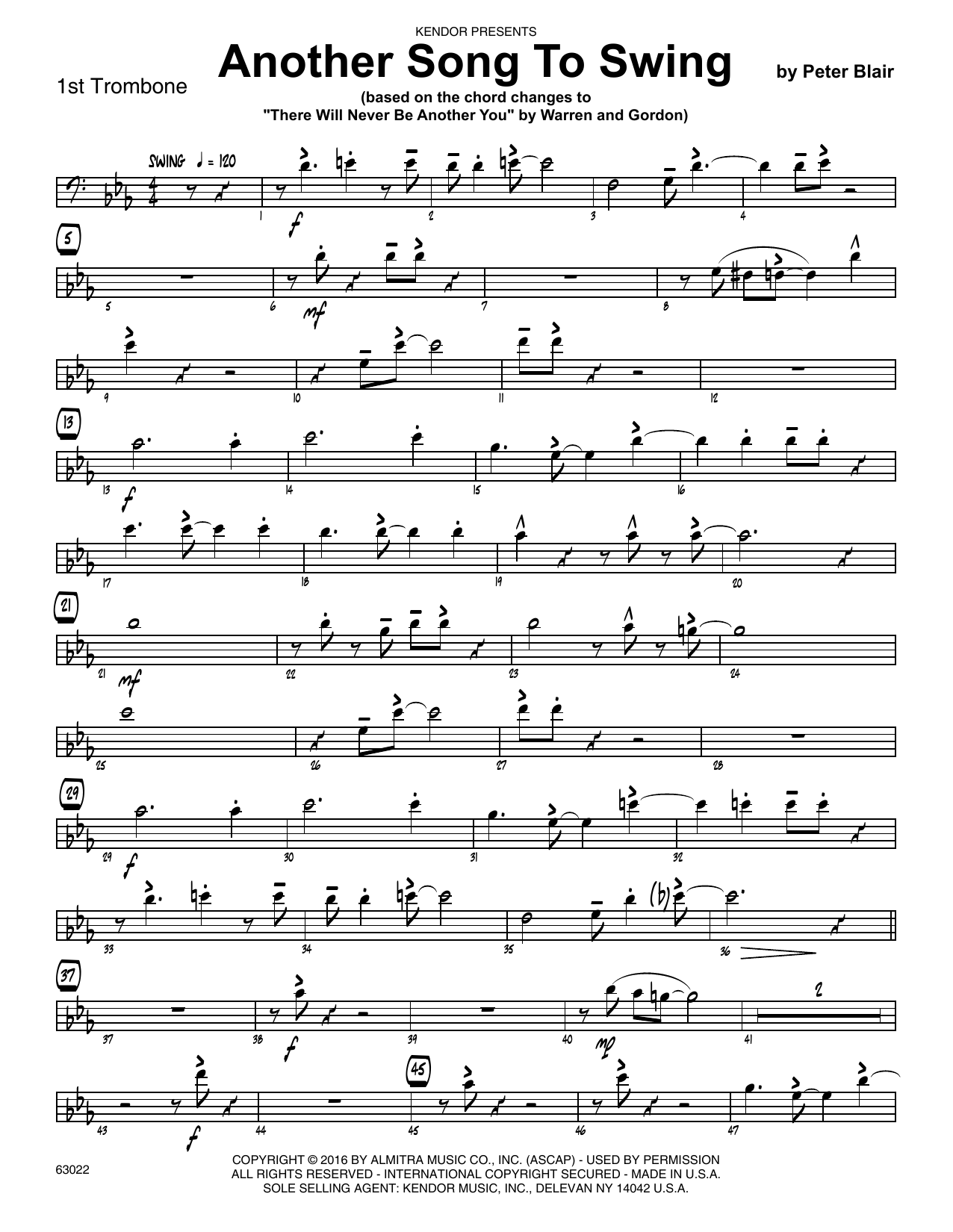 Download Peter Blair Another Song To Swing - 1st Trombone Sheet Music
