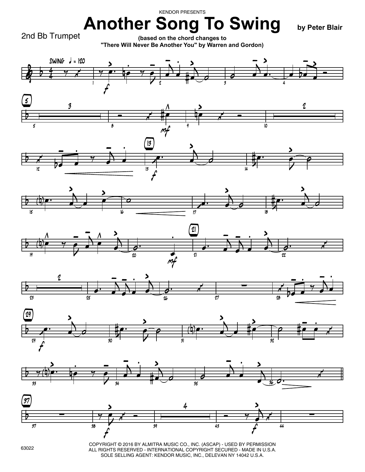 Download Peter Blair Another Song To Swing - 2nd Bb Trumpet Sheet Music