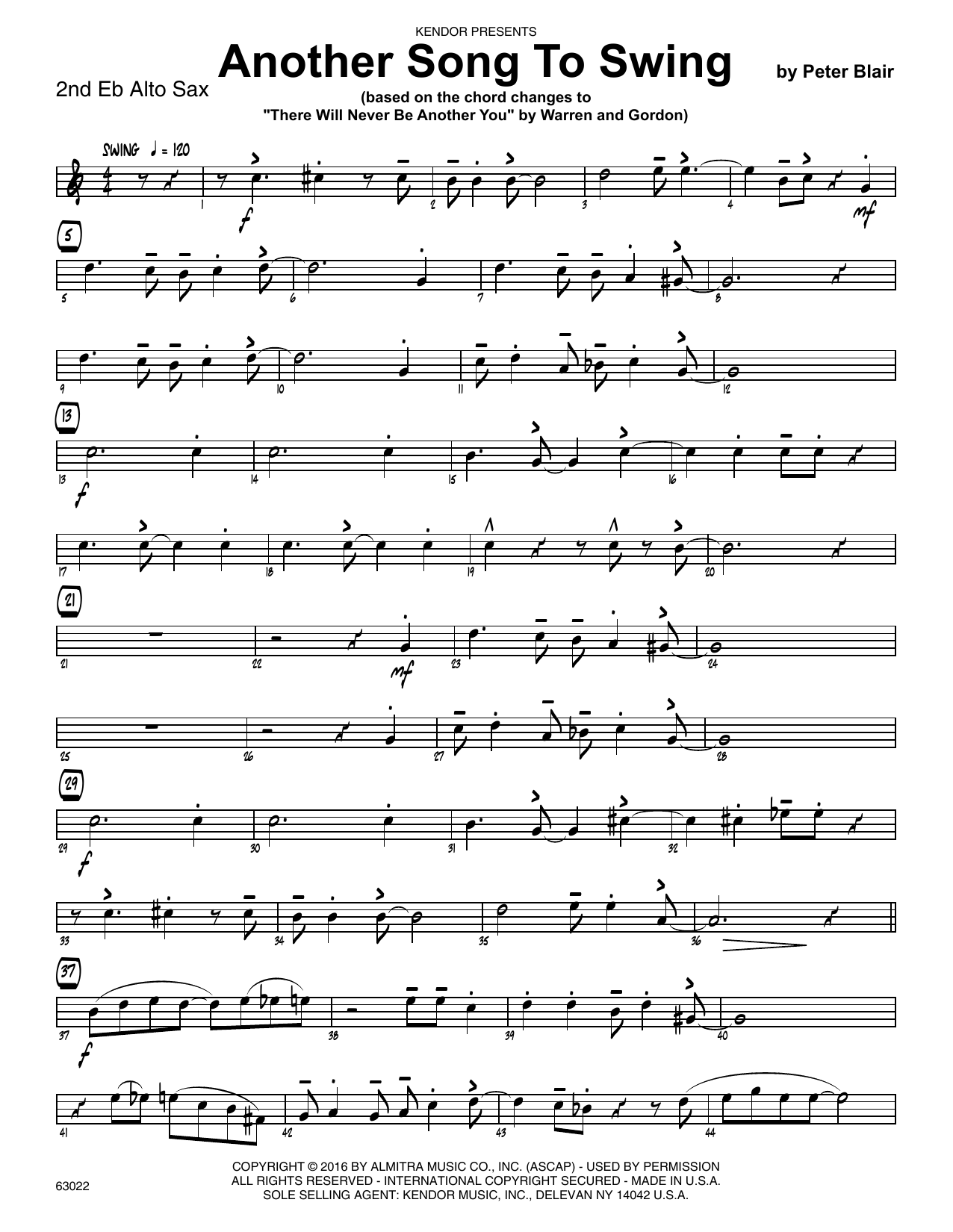 Download Peter Blair Another Song To Swing - 2nd Eb Alto Sax Sheet Music