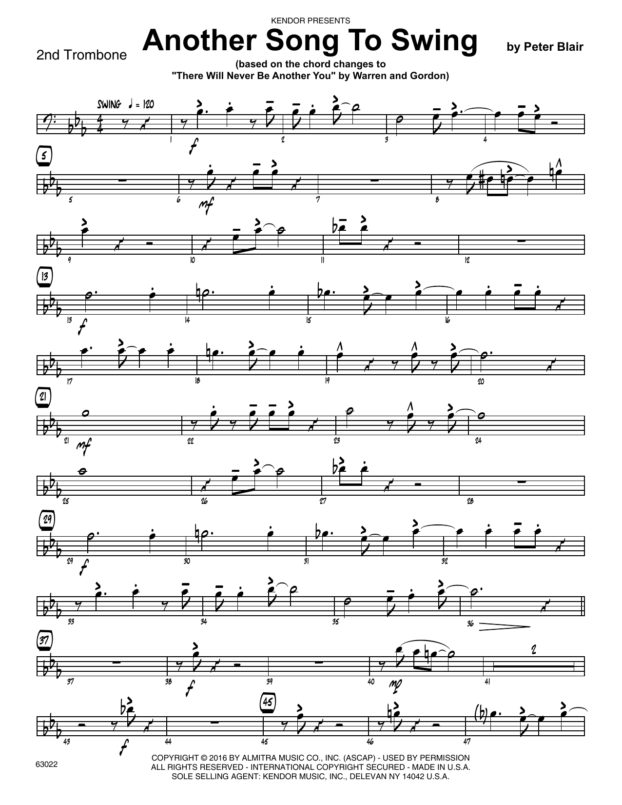 Download Peter Blair Another Song To Swing - 2nd Trombone Sheet Music