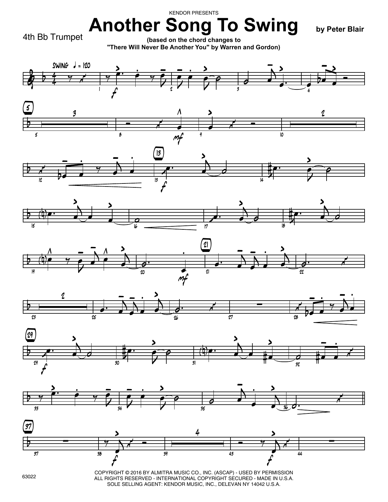Download Peter Blair Another Song To Swing - 4th Bb Trumpet Sheet Music