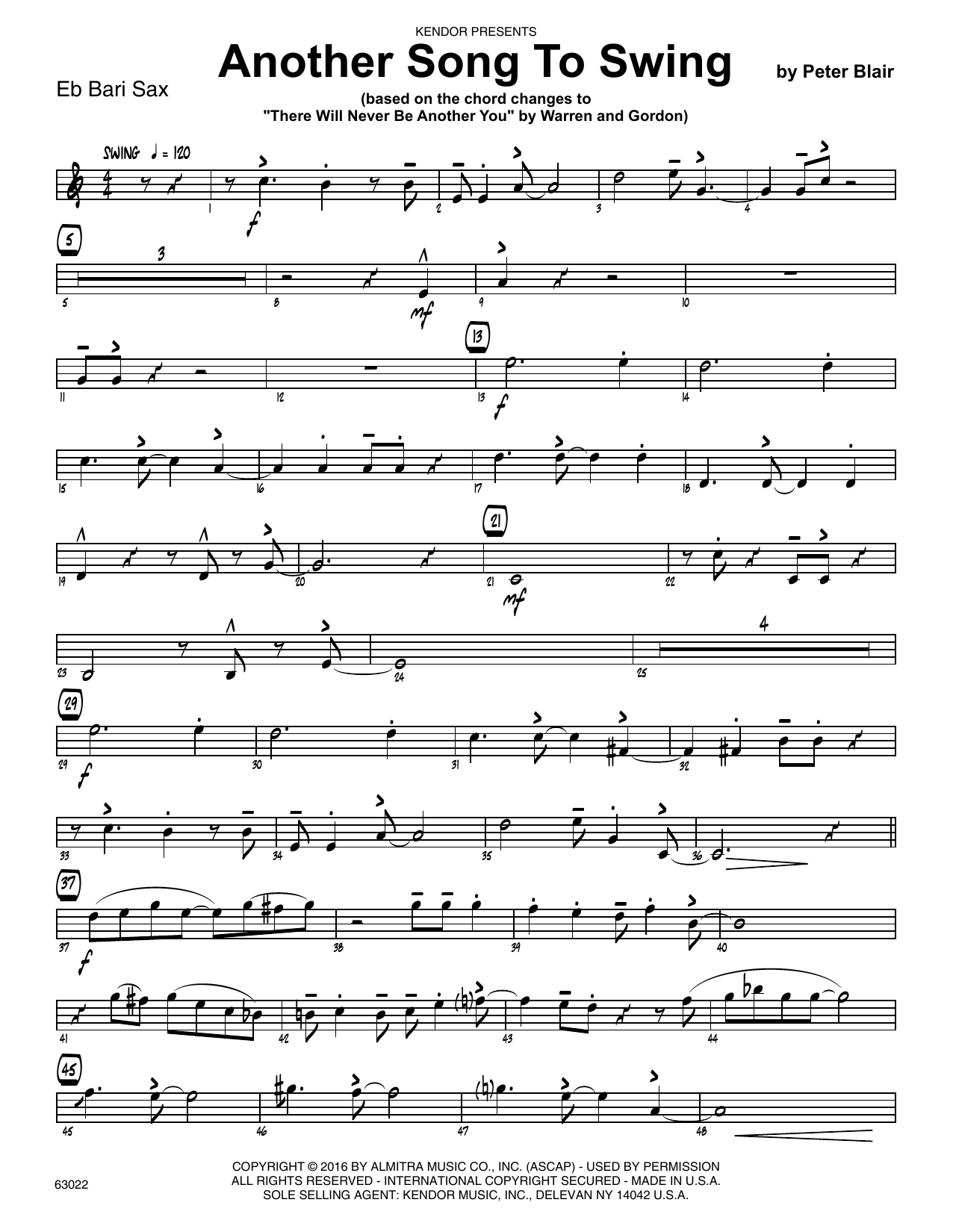 Download Peter Blair Another Song To Swing - Eb Baritone Sax Sheet Music