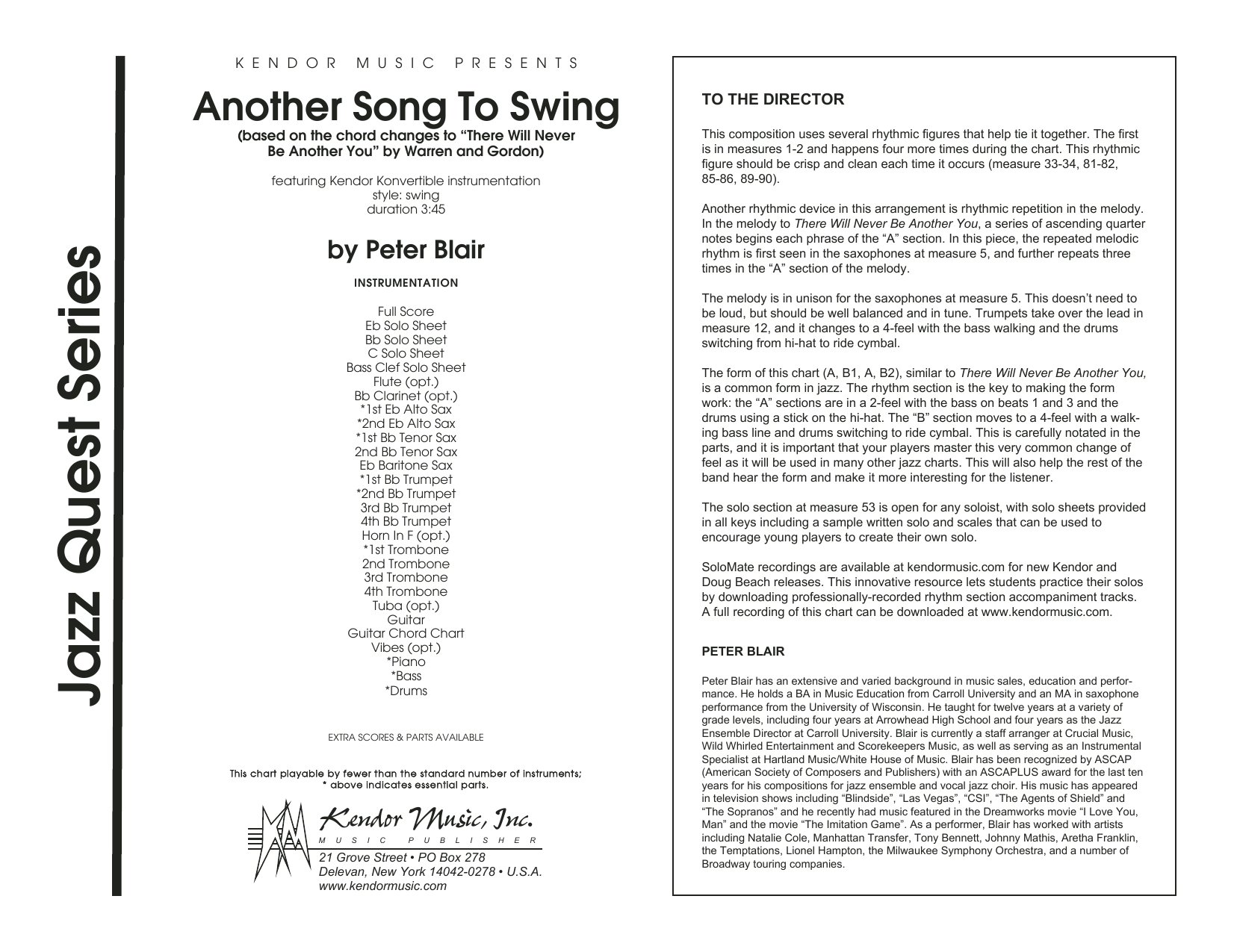 Download Peter Blair Another Song To Swing - Full Score Sheet Music