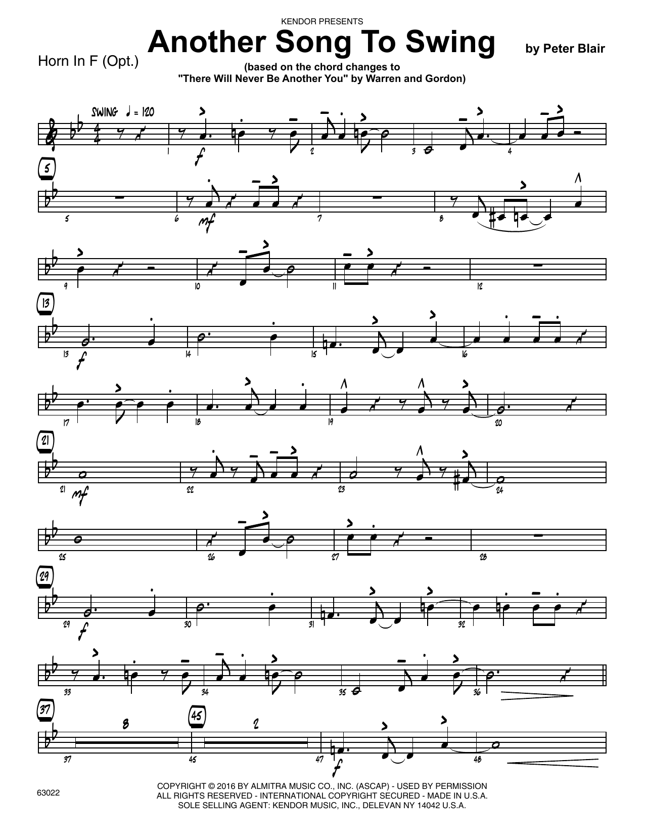 Download Peter Blair Another Song To Swing - Horn in F Sheet Music