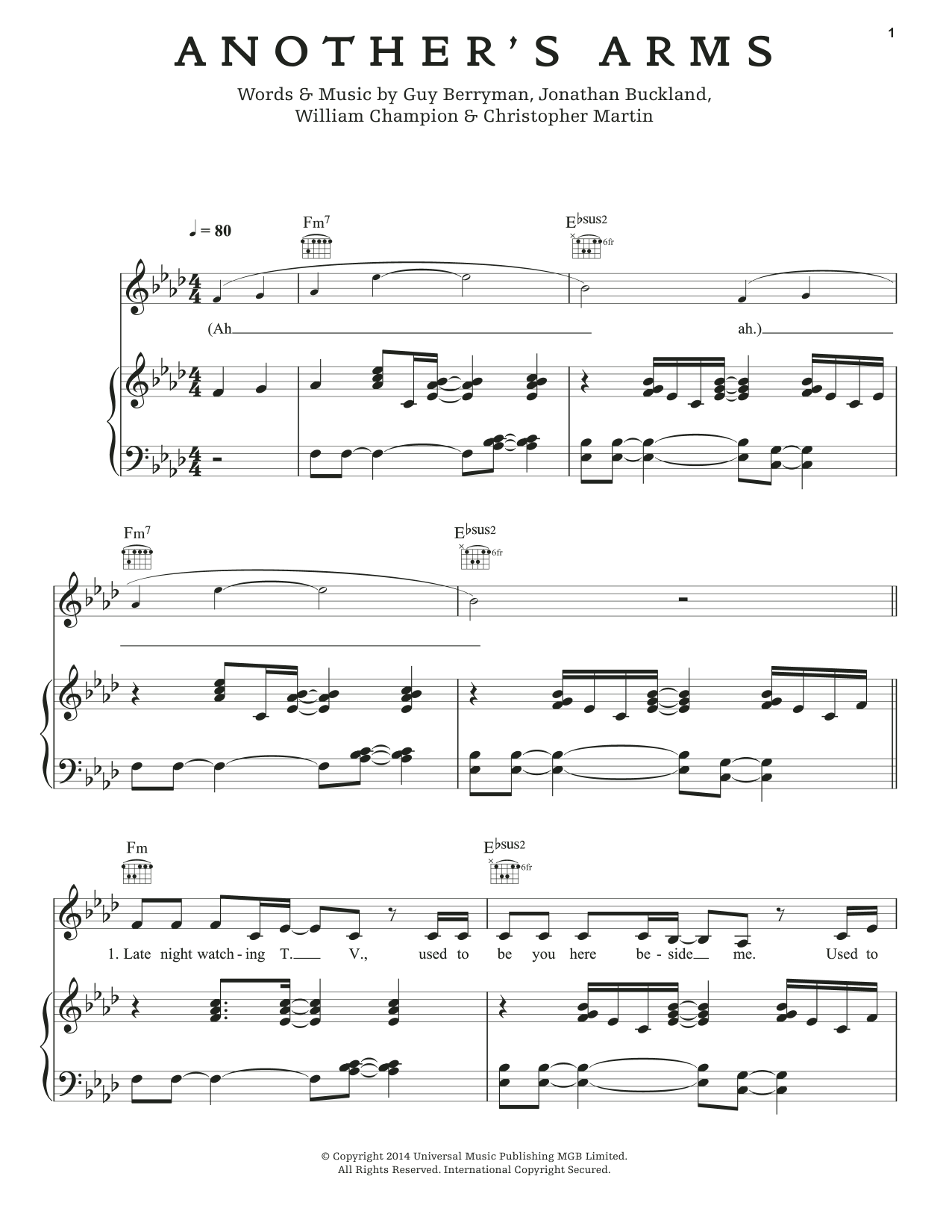 Download Coldplay Another's Arms Sheet Music