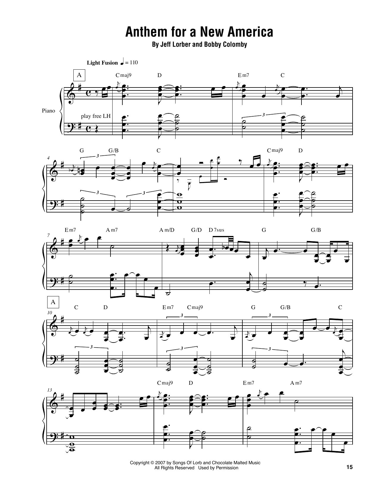 Download Jeff Lorber Anthem For A New America Sheet Music