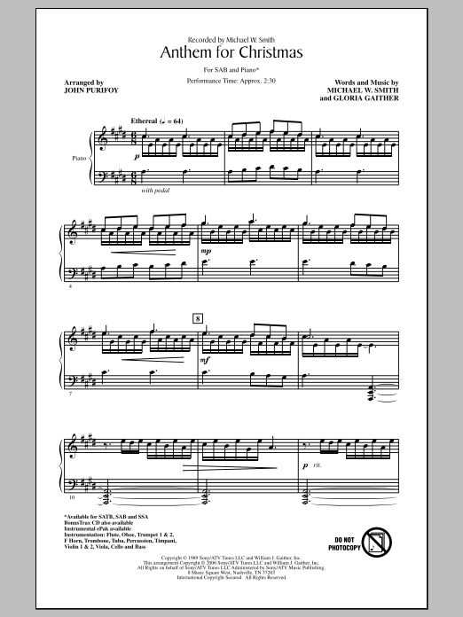 Download John Purifoy Anthem For Christmas Sheet Music