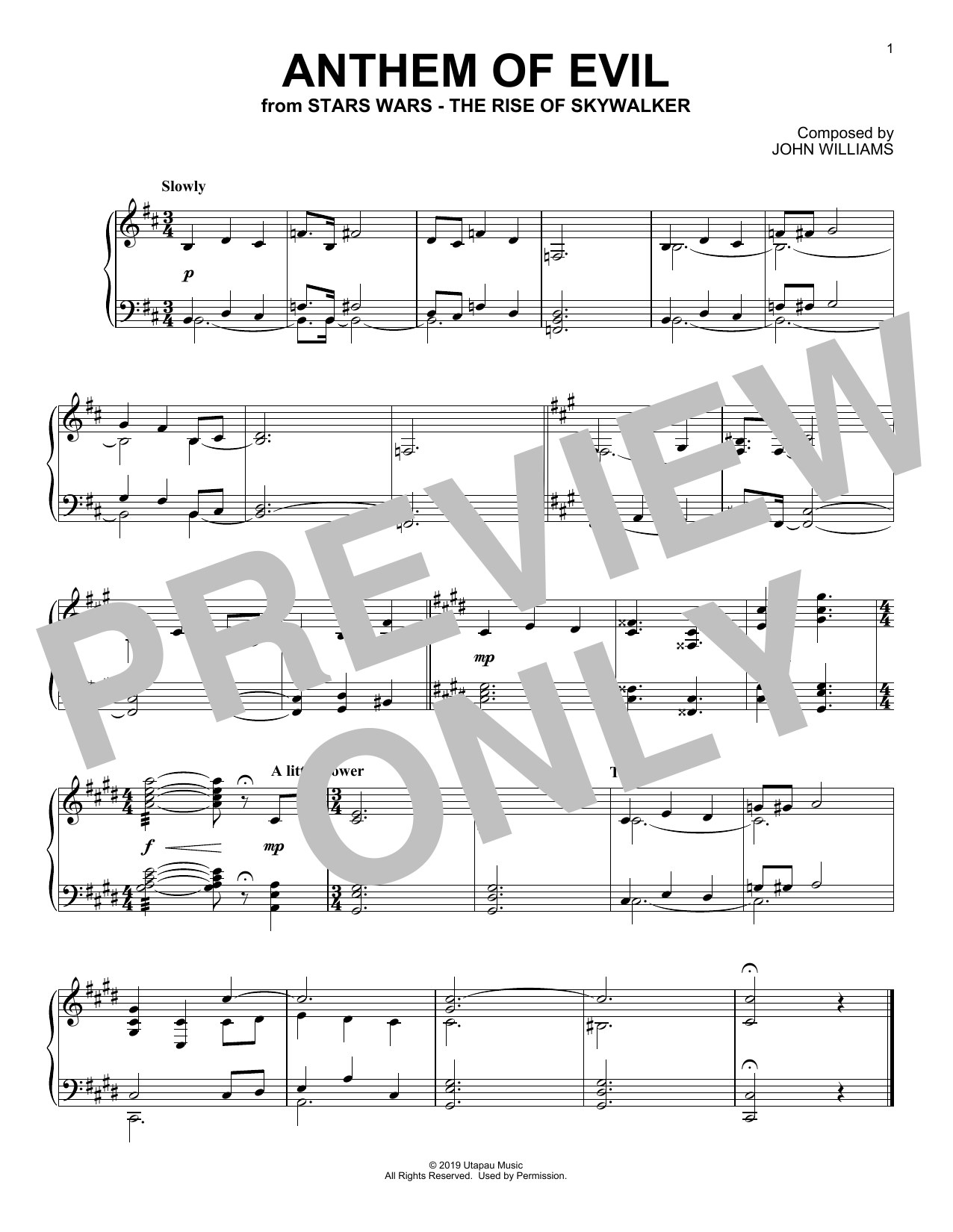 Download John Williams Anthem Of Evil (from The Rise Of Skywal Sheet Music