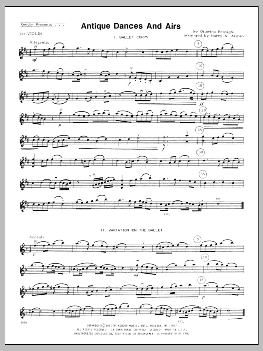 Download Alshin Antique Dances And Airs - 1st Violin Sheet Music