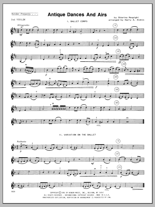 Download Alshin Antique Dances And Airs - 2nd Violin Sheet Music