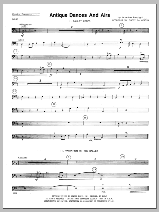 Download Alshin Antique Dances And Airs - Bass Sheet Music