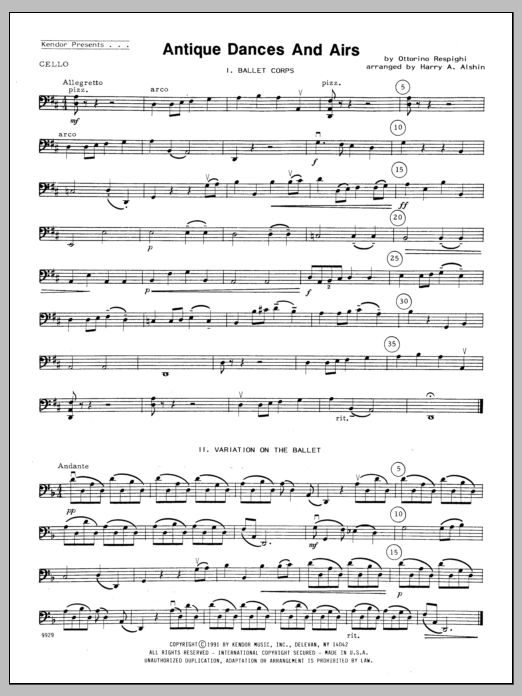 Download Alshin Antique Dances And Airs - Cello Sheet Music