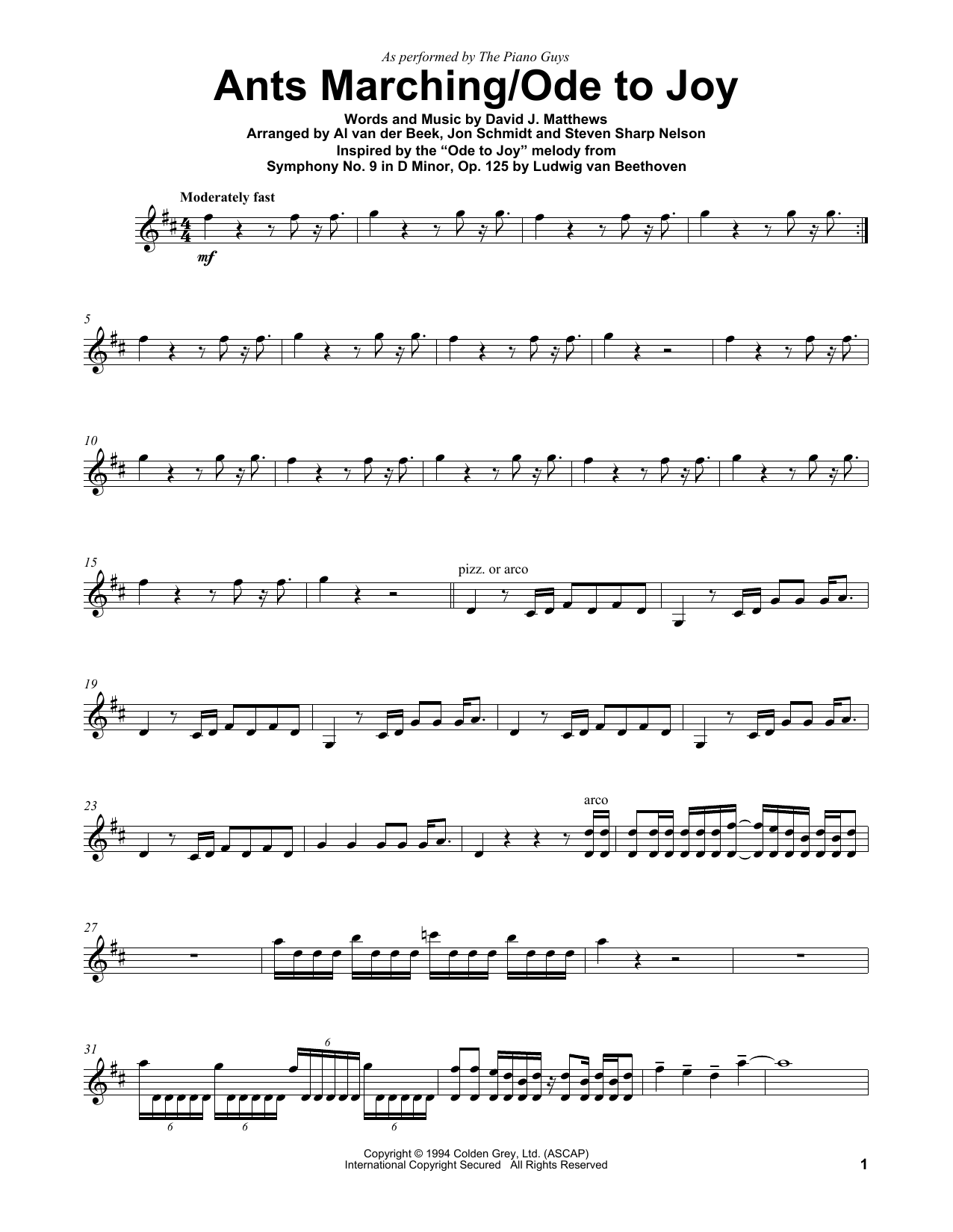 Download The Piano Guys Ants Marching/Ode To Joy Sheet Music