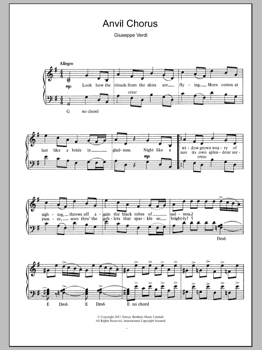 Download Giuseppe Verdi Anvil Chorus (from Il Trovatore) Sheet Music