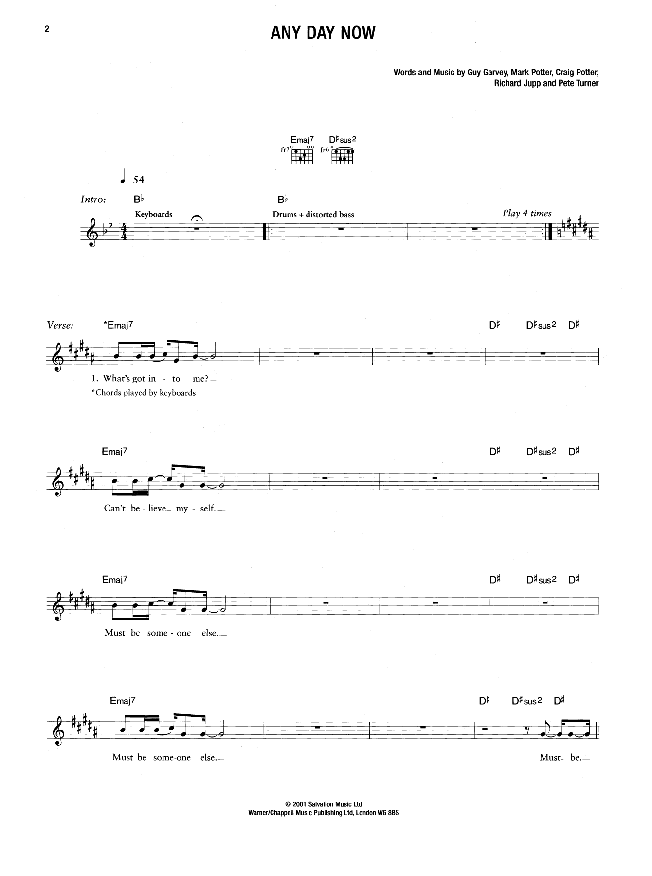 Download Elbow Any Day Now Sheet Music