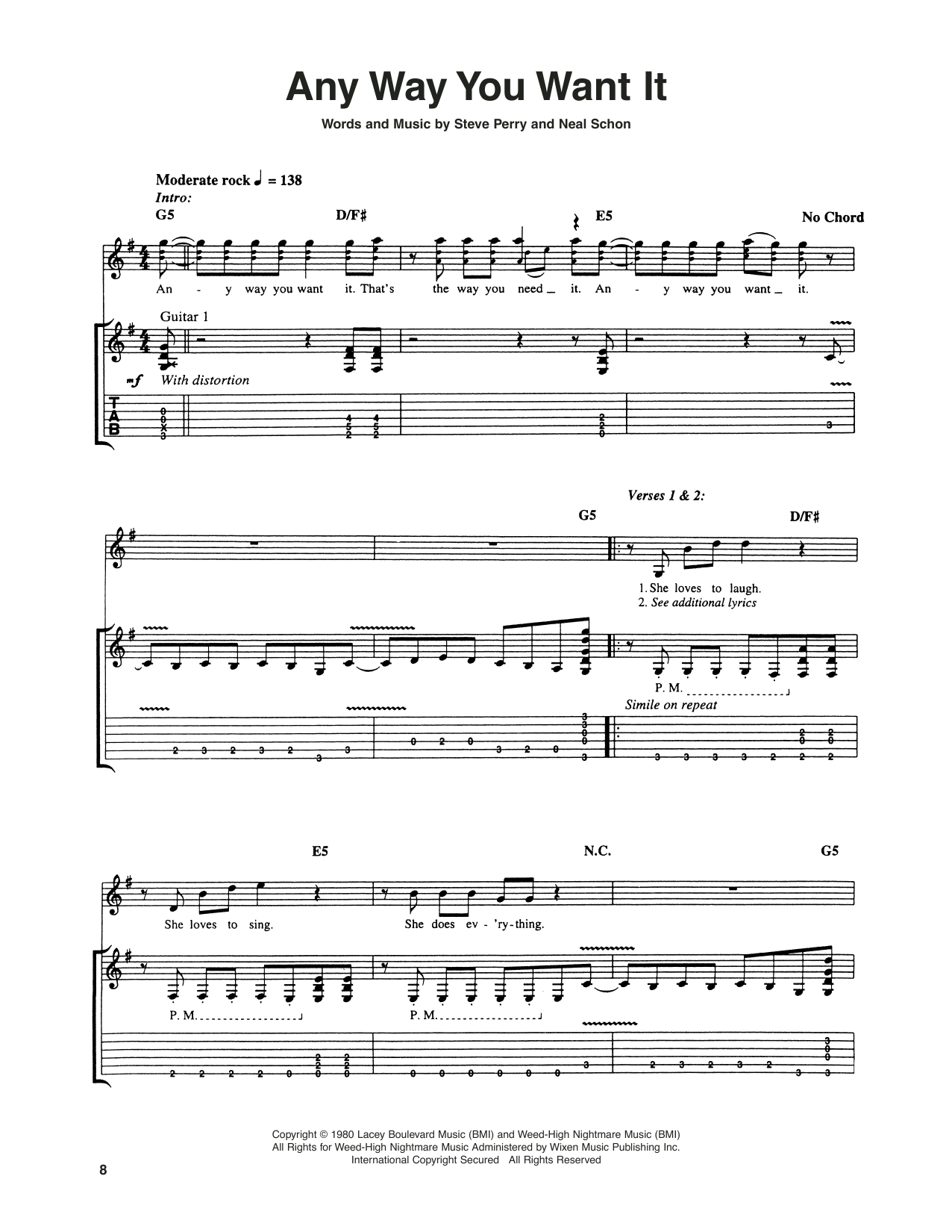 Download Journey Any Way You Want It Sheet Music