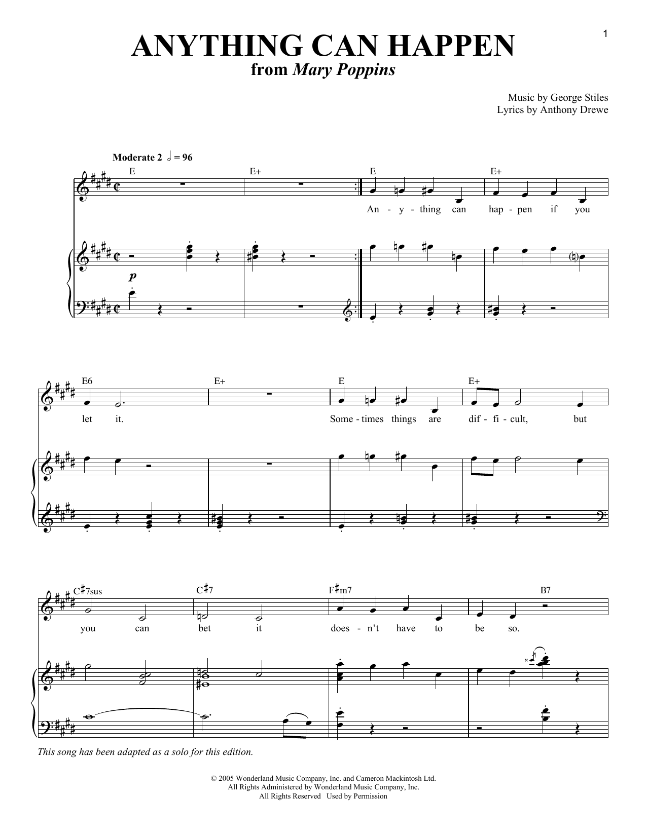 Download Stiles & Drewe Anything Can Happen Sheet Music